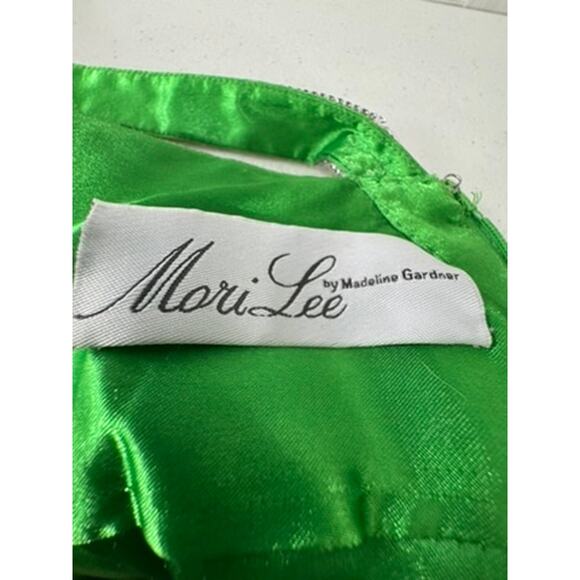 "MADELINE GARDNER" MORI LEE Prom Dress SZ 6 Kelly Green Bling Babydoll Y2K Long - Picture 13 of 16